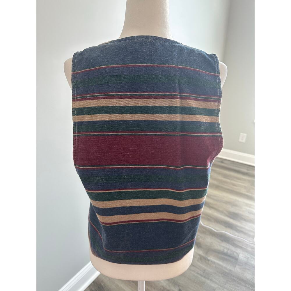 Vintage Southwestern Stripe Vest Women’s Button Front Boho 
Western 90’s USA Med - Picture 2 of 7